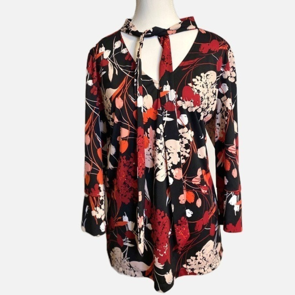 Worthington Red Floral‎ dress blouse